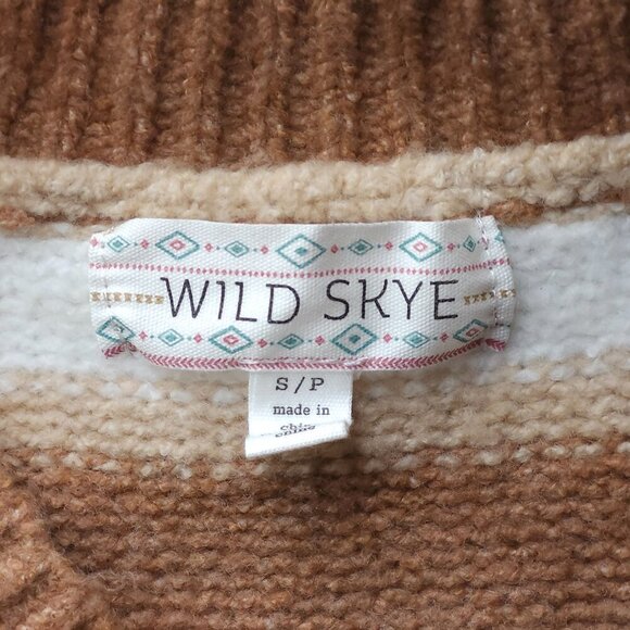 LOVELY Heart Shape Button Sweater Women's Size Small Brown White BNWT WILD SKYE - Picture 3 of 9